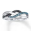 Thumbnail Image 0 of Previously Owned Blue/Black Diamond Fashion Ring 1/4 ct tw Sterling Silver