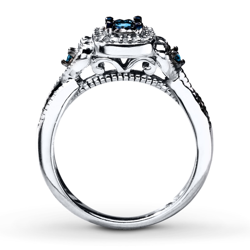 Main Image 2 of Previously Owned Promise Ring 1/4 cttw Blue Diamonds Sterling Silver