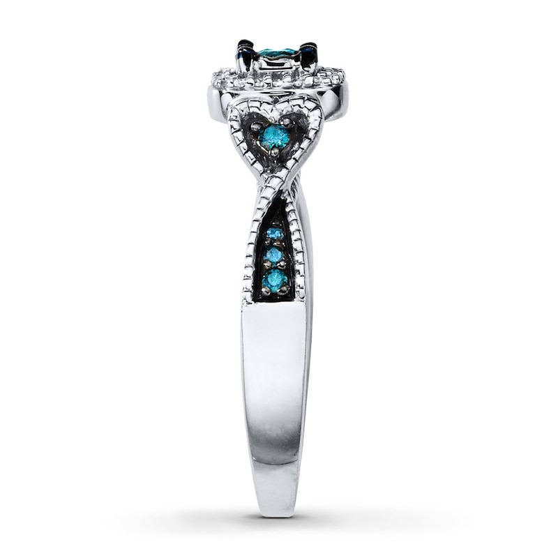 Main Image 3 of Previously Owned Promise Ring 1/4 cttw Blue Diamonds Sterling Silver