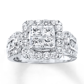 Previously Owned Diamond Ring 2 ct tw Princess & Round 14K White Gold | Kay
