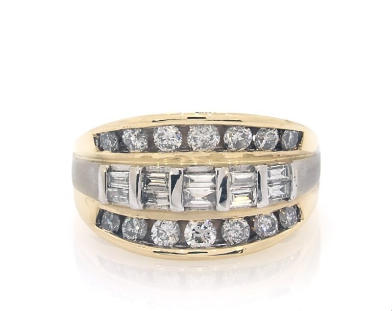 Main Image 1 of Previously Owned Baguette & Round-Cut Diamond Band 1 ct tw 14K Two-Tone Gold
