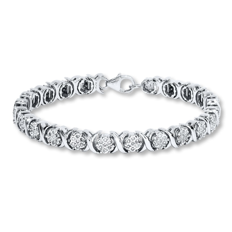 Previously Owned Diamond Bracelet 3/4 ct tw Round-cut Sterling Silver 7.5"