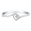 Previously Owned Diamond Heart Bangle 1/10 ct tw Round-cut Sterling Silver