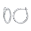 Thumbnail Image 1 of Previously Owned Diamond Hoop Earrings 1/2 ct tw Round-cut 10K White Gold