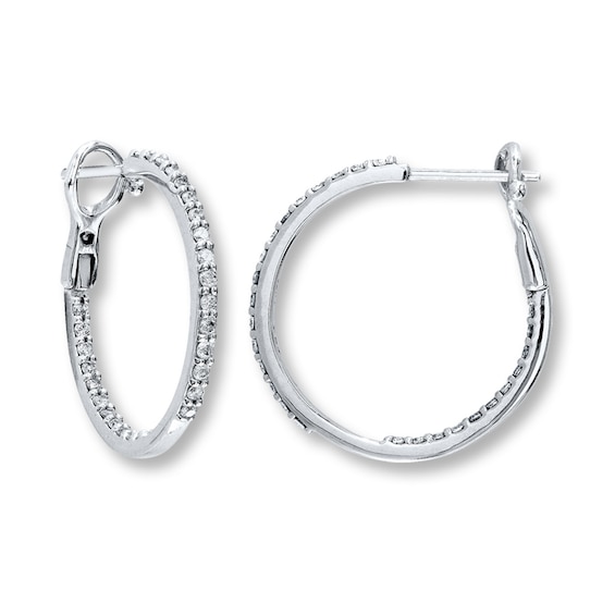 Previously Owned Diamond Hoop Earrings 1/2 ct tw Round-cut 10K White Gold