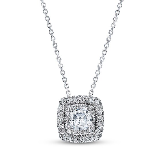 Previously Owned Neil Lane Designs 1 ct tw Cushion and Round-Cut Diamond Necklace 14K White Gold