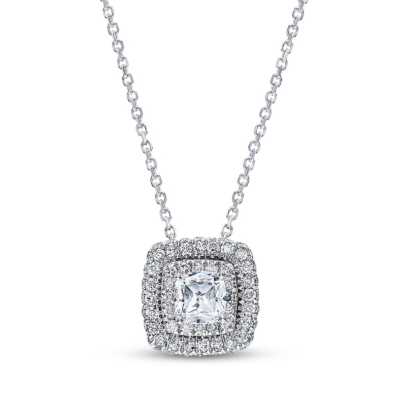 Main Image 1 of Previously Owned Neil Lane Designs 1 ct tw Cushion and Round-Cut Diamond Necklace 14K White Gold
