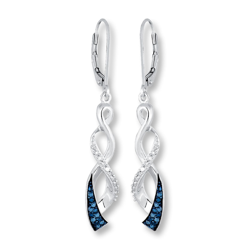 Main Image 1 of Previously Owned Blue & White Diamonds 1/6 ct tw Earrings Sterling Silver