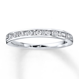 Previously Owned Diamond Anniversary Band 1/4 ct tw Round & Baguette-cut 14K White Gold
