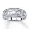 Thumbnail Image 1 of Previously Owned Diamond Band 3/4 ct tw Baguette & Round-cut 14K White Gold