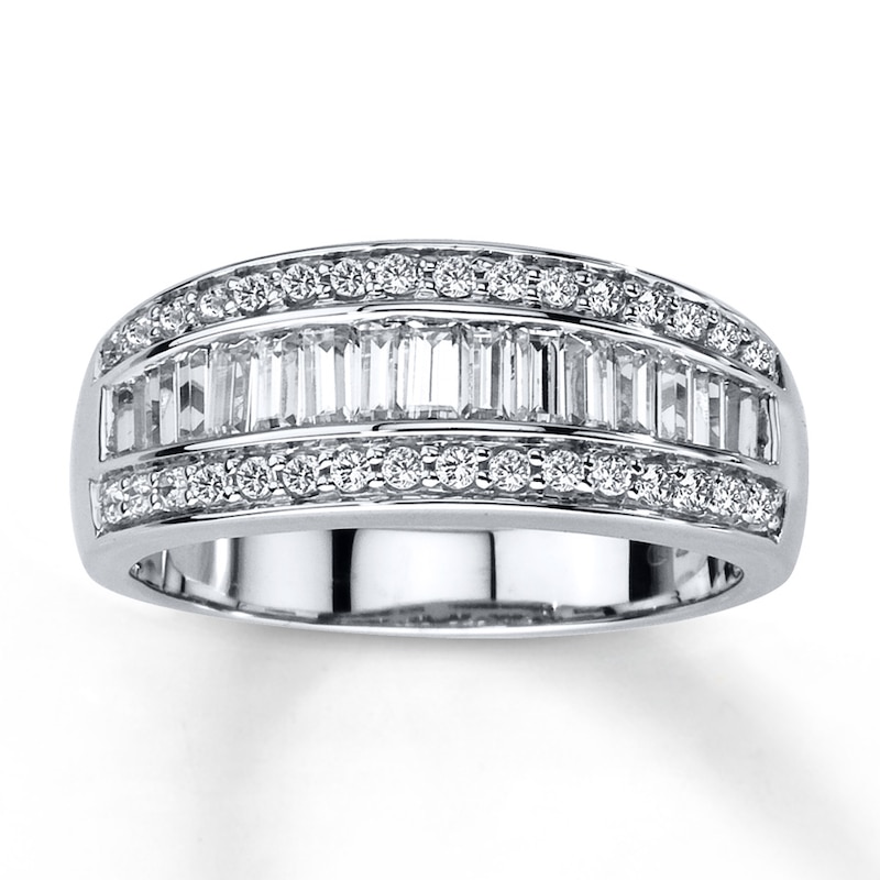 Main Image 1 of Previously Owned Diamond Band 3/4 ct tw Baguette & Round-cut 14K White Gold