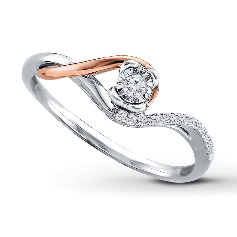 Main Image 1 of Previously Owned Diamond Promise Ring 1/10 ct tw Sterling Silver & 10K Rose Gold