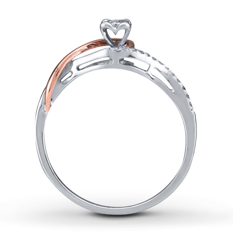 Main Image 2 of Previously Owned Diamond Promise Ring 1/10 ct tw Sterling Silver & 10K Rose Gold