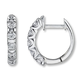 Previously Owned Diamond Hoop Earrings 1 ct tw 14K White Gold