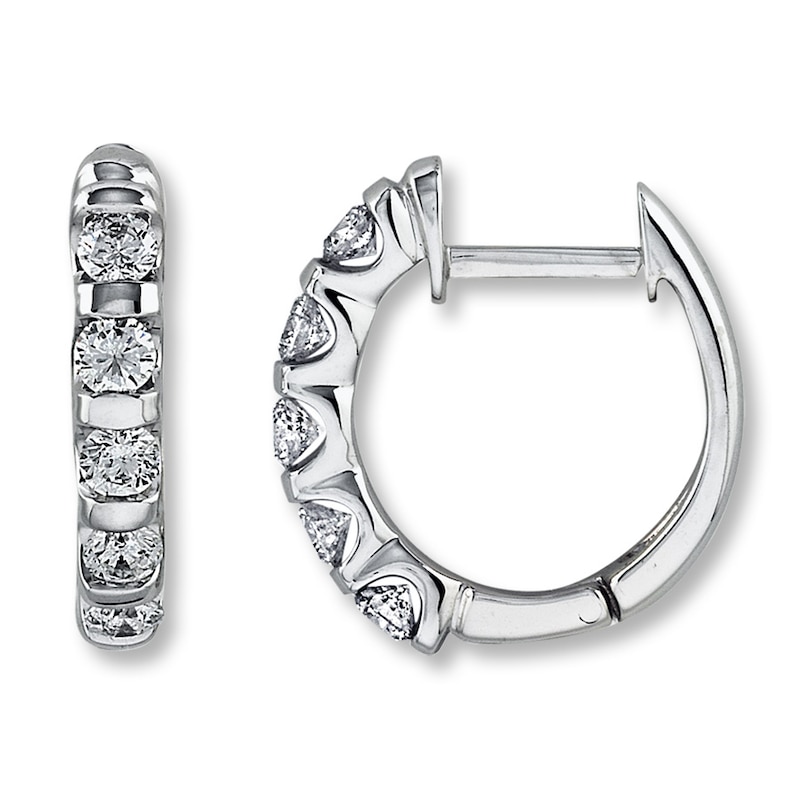 Previously Owned Diamond Hoop Earrings 1 ct tw 14K White Gold