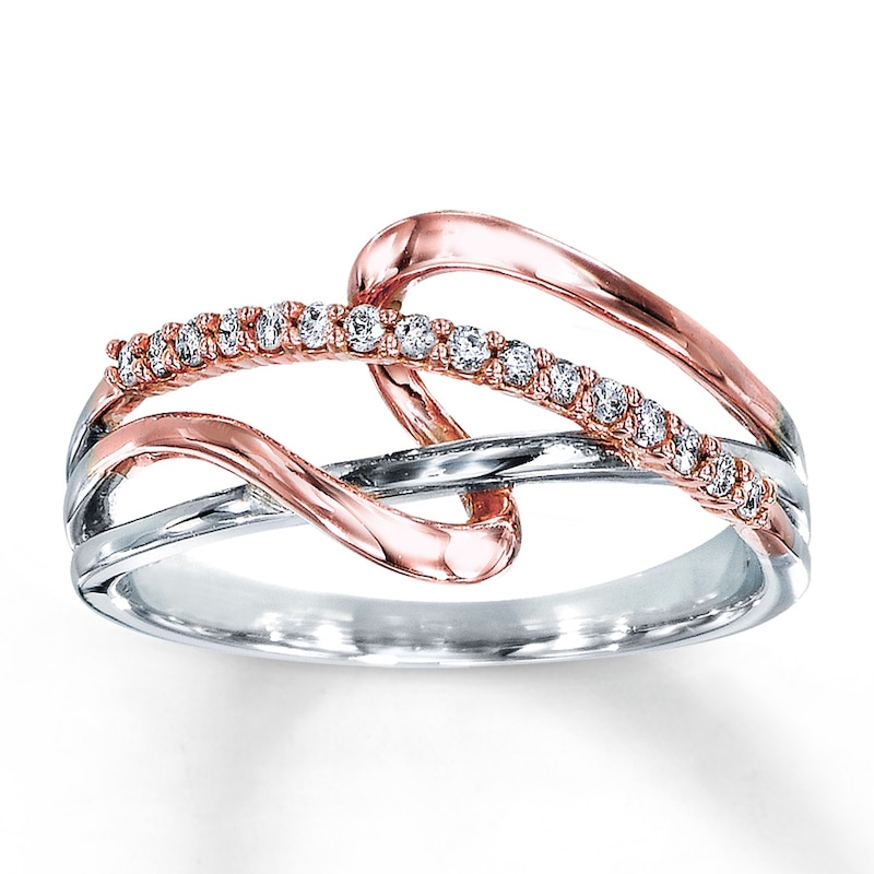 Main Image 1 of Previously Owned Ring 1/10 cttw Diamonds Sterling Silver & 10K Rose Gold