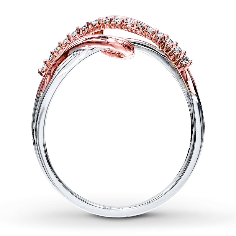 Main Image 2 of Previously Owned Ring 1/10 cttw Diamonds Sterling Silver & 10K Rose Gold
