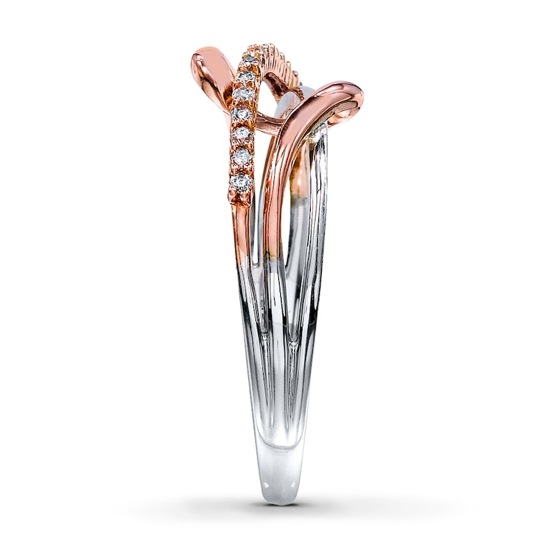 Main Image 3 of Previously Owned Ring 1/10 cttw Diamonds Sterling Silver & 10K Rose Gold