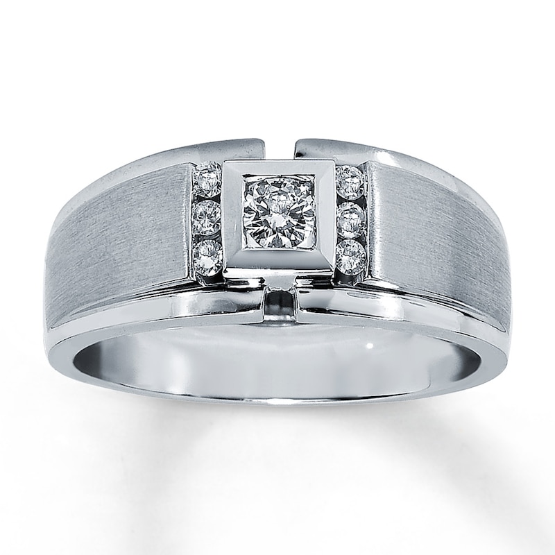 Main Image 1 of Previously Owned Men's Wedding Band 1/3 ct tw Round-cut Diamonds 14K White Gold