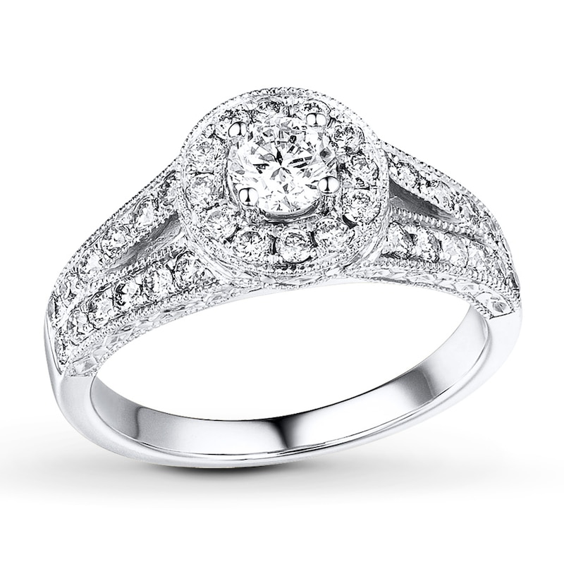 Main Image 1 of Previously Owned Diamond Ring 1 ct tw Round-cut 14K White Gold