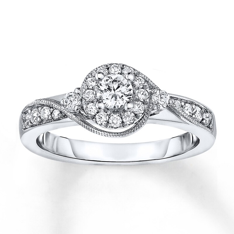Main Image 1 of Previously Owned Diamond Ring 1/2 ct tw Round 10K White Gold