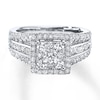 Previously Owned Multi-Stone Diamond Engagment Ring 1-1/2 ct tw Round-cut 14K White Gold