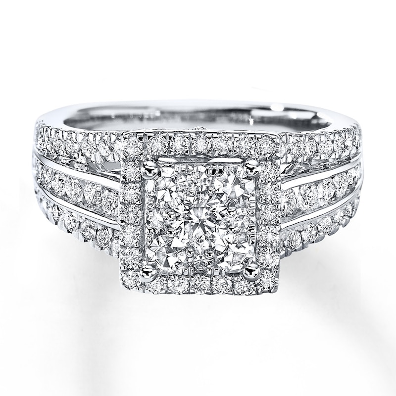 Previously Owned Multi-Stone Diamond Engagment Ring 1-1/2 ct tw Round-cut 14K White Gold