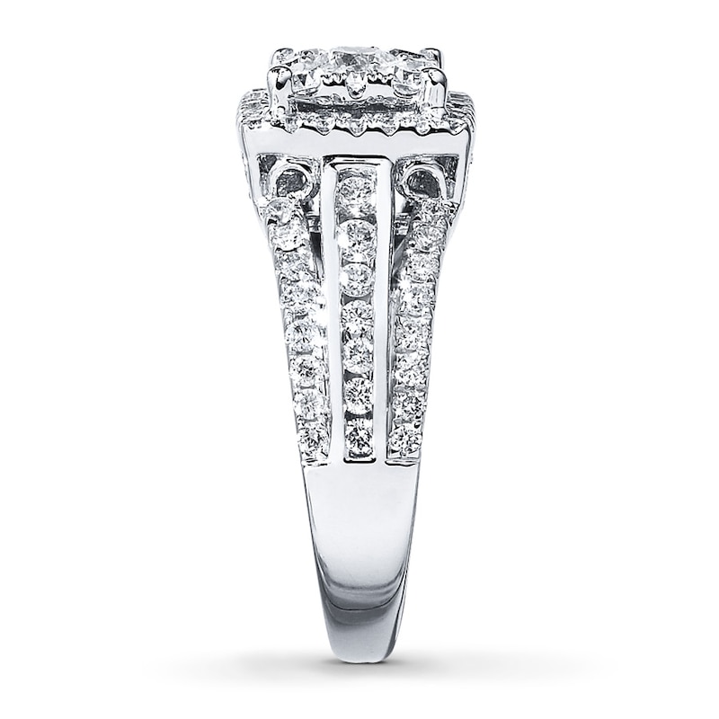 Previously Owned Multi-Stone Diamond Engagment Ring 1-1/2 ct tw Round-cut 14K White Gold