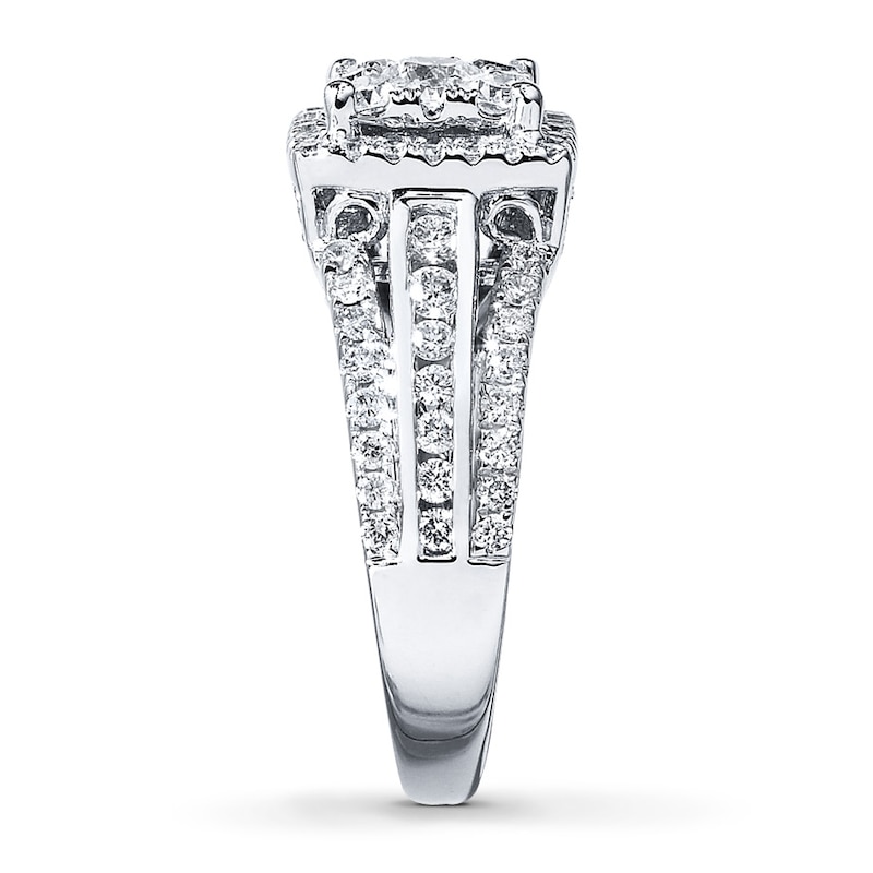 Main Image 3 of Previously Owned Multi-Stone Diamond Engagment Ring 1-1/2 ct tw Round-cut 14K White Gold