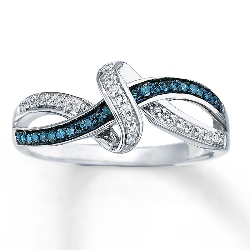 Main Image 1 of Previously Owned White & Blue Diamond Ring 1/6 ct tw Sterling Silver