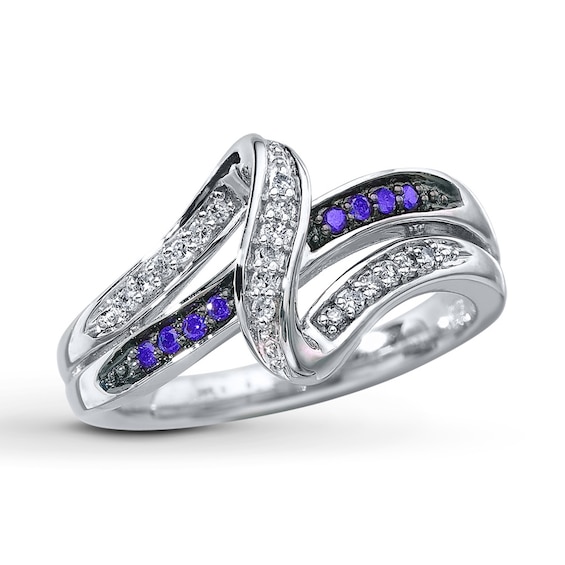 Previously Owned Purple & White Diamond Ring 1/6 ct tw Round-cut Sterling Silver