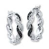 Thumbnail Image 1 of Previously Owned Black & White Diamond Hoop Earrings 1/6 ct tw Sterling Silver