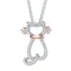 Thumbnail Image 1 of Previously Owned Cat Necklace 1/15 ct tw Diamond Sterling Silver & 10K Rose Gold