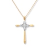Thumbnail Image 1 of Previously Owned Diamond Cross Necklace 1/20 ct tw Round-cut 10K Yellow Gold