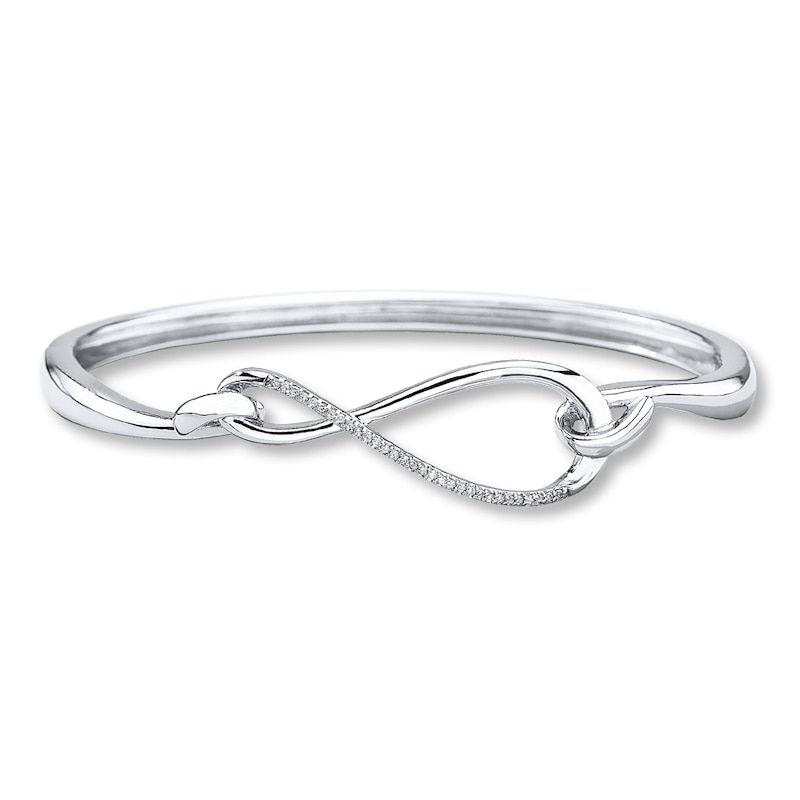 Main Image 1 of Previously Owned Diamond Bangle Bracelet 1/10 ct tw Sterling Silver