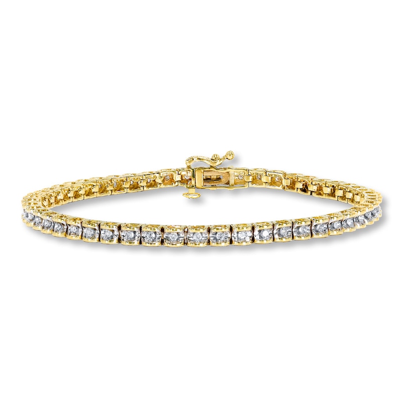 Main Image 1 of Previously Owned Diamond Bracelet 1/2 ct tw Round-cut 10K Yellow Gold 7.25&quot;