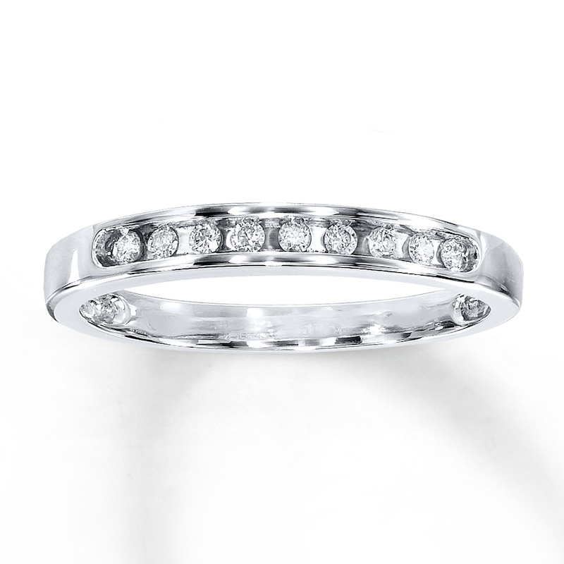 Main Image 1 of Previously Owned Diamond Band 1/10 carat tw Round-cut 10K White Gold