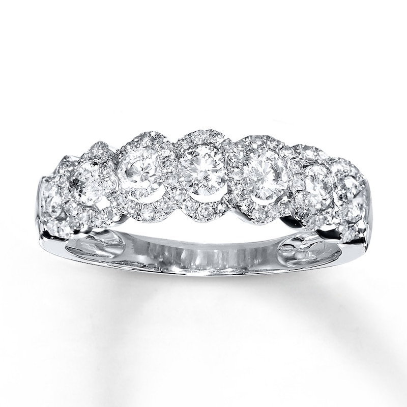 Main Image 1 of Previously Owned Diamond Anniversary Ring 1 ct tw Round-cut 14K White Gold