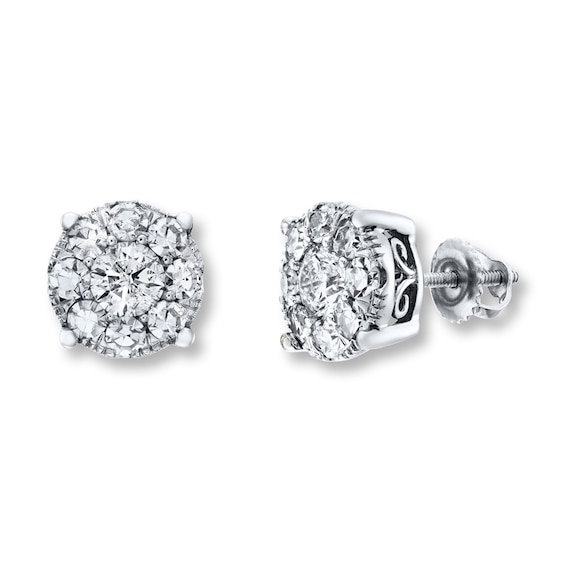 Previously Owned Diamond Earrings 1-1/2 cts tw Round-cut 14K White Gold