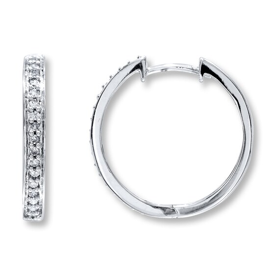 Previously Owned Diamond Hoop Earrings 1/5 ct tw Round-cut 10K White Gold