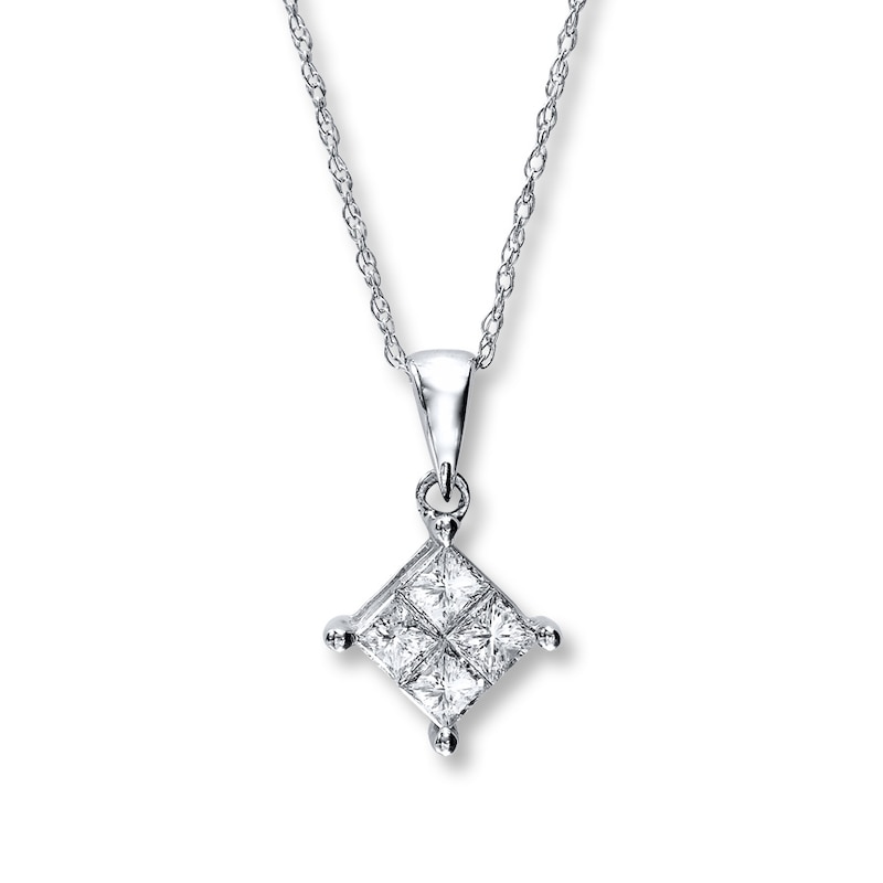 Previously Owned Diamond Necklace 1/2 ct tw Princess-Cut 14K White Gold