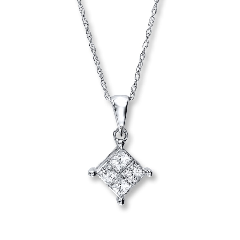 Main Image 1 of Previously Owned Diamond Necklace 1/2 ct tw Princess-Cut 14K White Gold