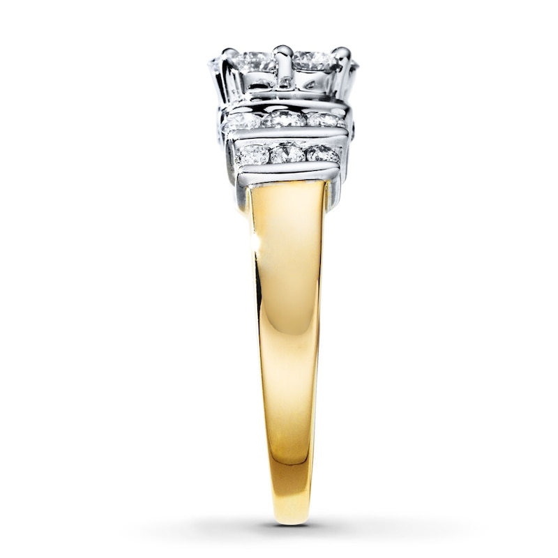 Main Image 3 of Previously Owned Diamond Flower Ring 1 ct tw Round-cut 14K Two-Tone Gold
