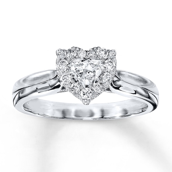 Previously Owned Diamond Engagement Ring 1/2 ct tw Heart-shaped 14K White Gold