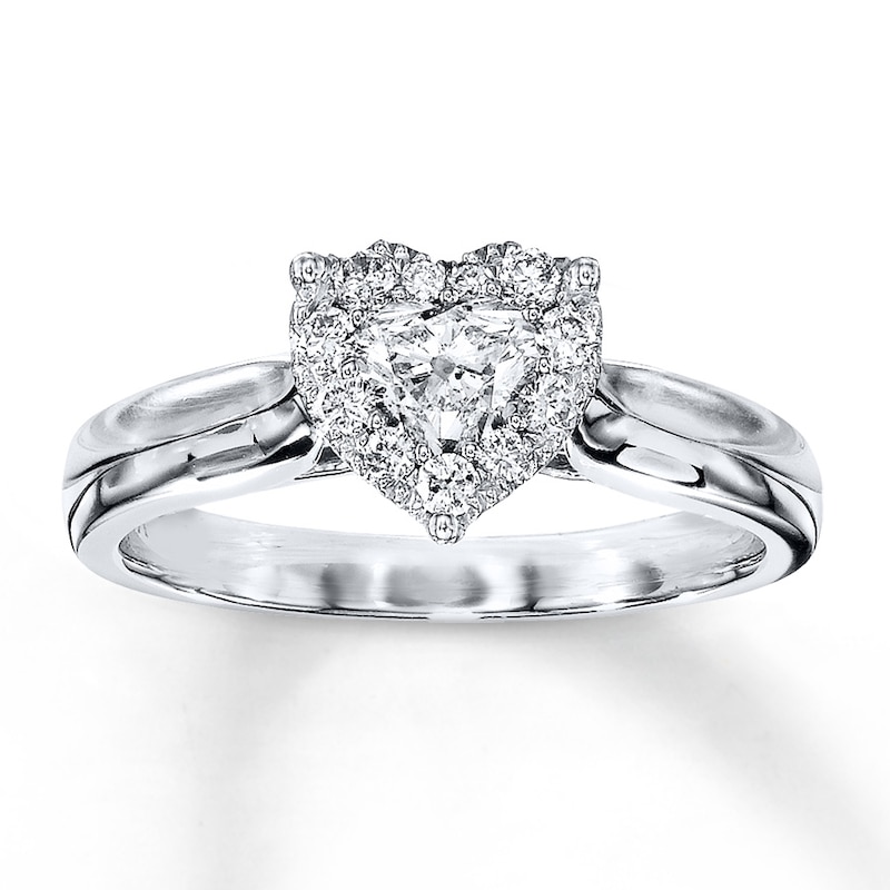 Main Image 1 of Previously Owned Diamond Engagement Ring 1/2 ct tw Heart-shaped 14K White Gold