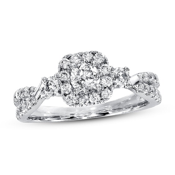 Previously Owned Diamond Engagement Ring 7/8 ct tw Round-cut 14K White Gold