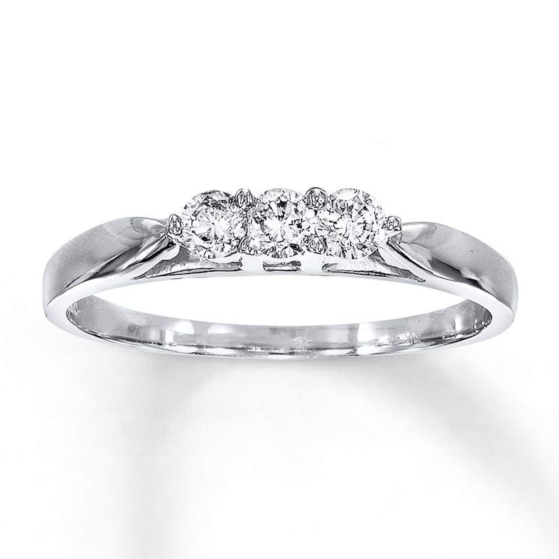 Previously Owned Three-Stone Diamond Ring 1/4 ct tw 10K White Gold