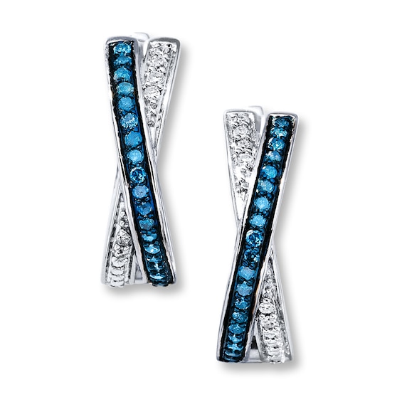 Previously Owned Blue & White Diamonds 1/4 ct tw Earrings Sterling Silver