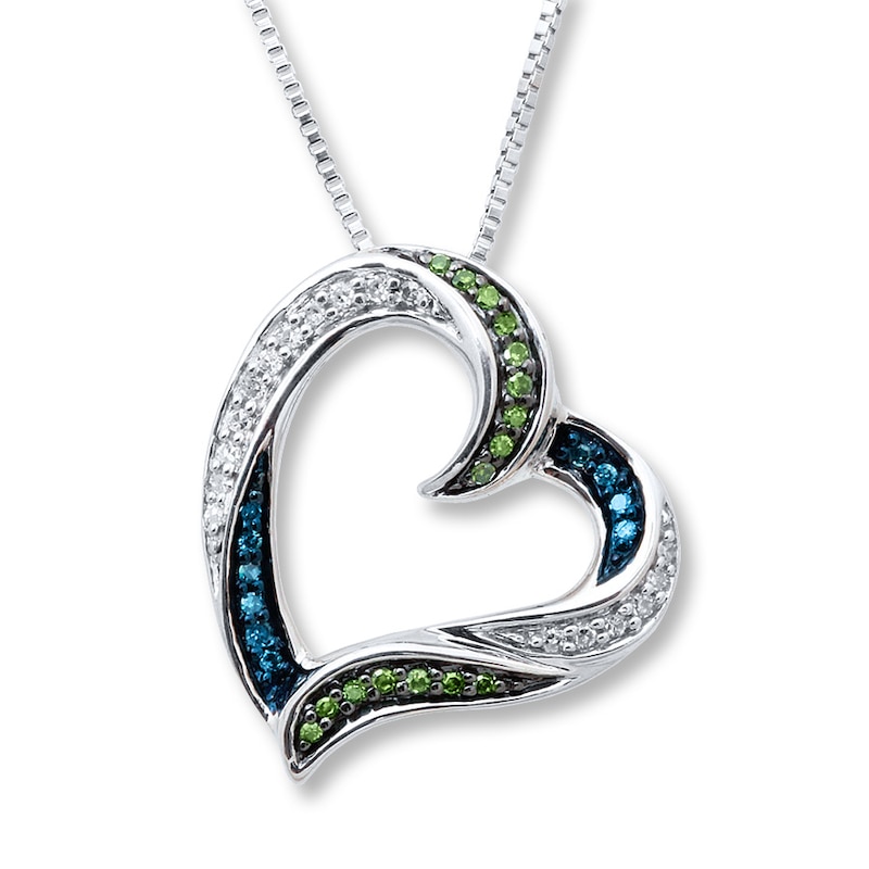 Previously Owned Blue/Green Diamonds 1/6 ct tw Necklace Sterling Silver