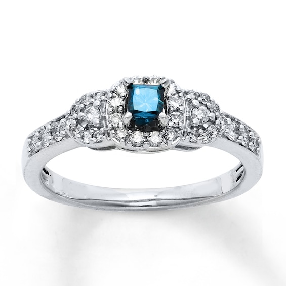 Previously Owned Blue/White Diamond Engagement Ring 1/2 Carat tw 10K White Gold